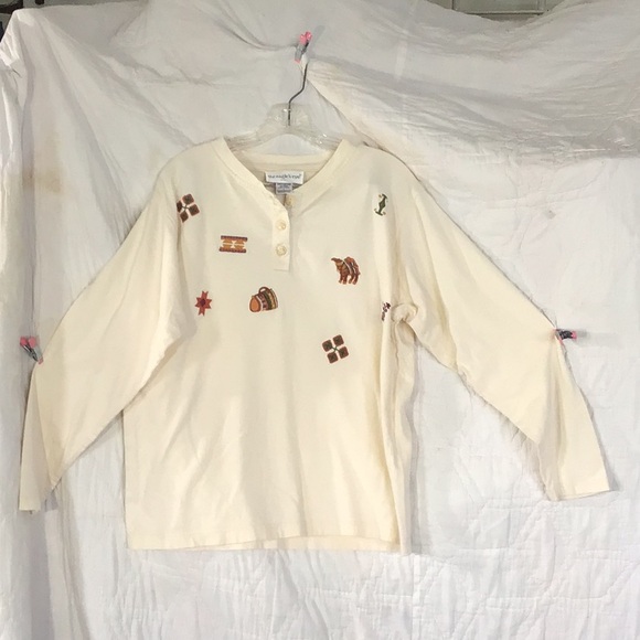 Women’s The Eagle’s Eye Long Sleeve T-Shirt With Southwestern Embroidered Size L - Picture 1 of 8